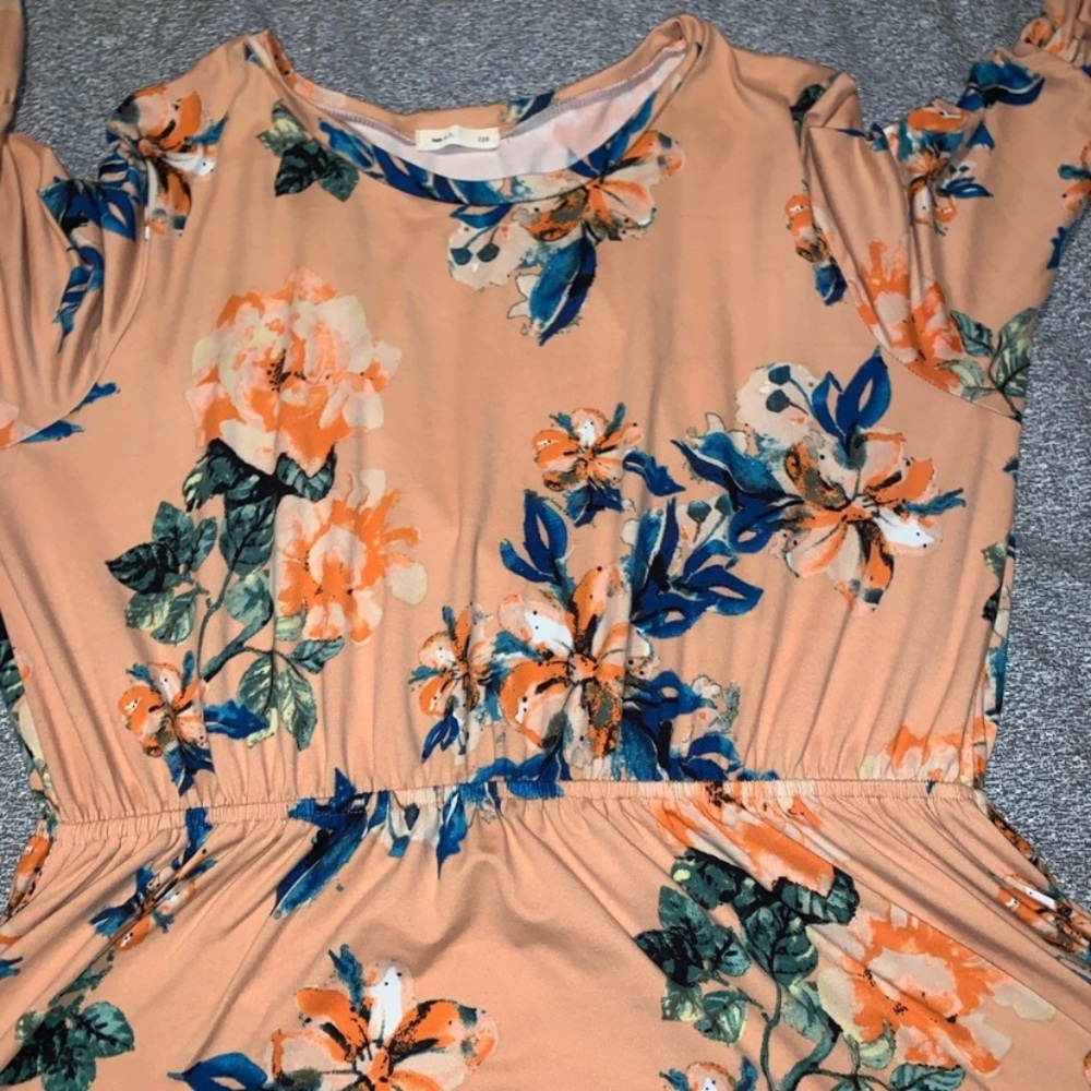 Reb & j midi floral peach blue dress size 2x EUC